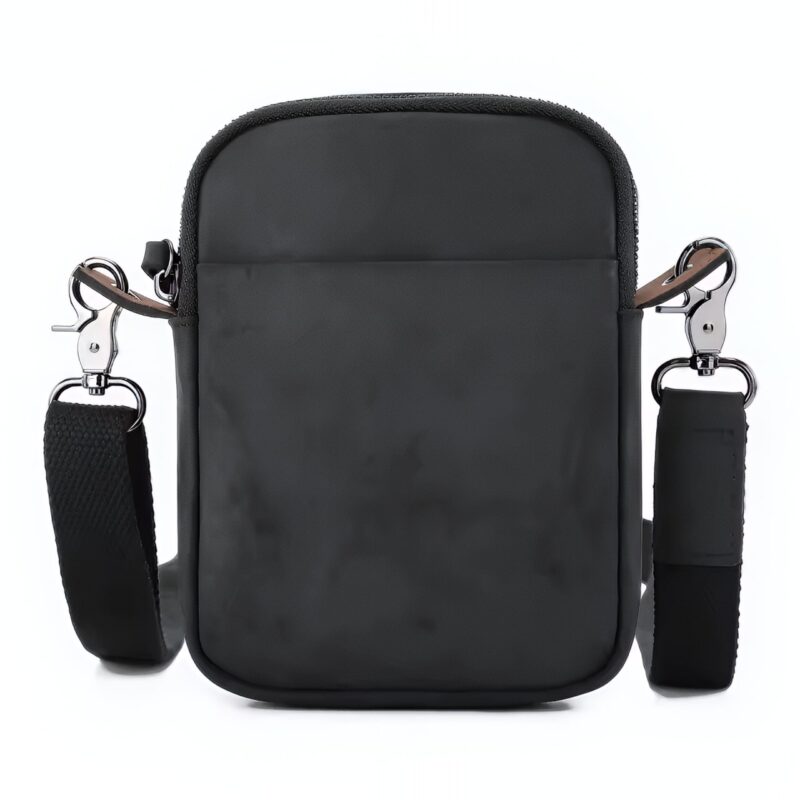 Sacoche compacte en cuir véritable, silhouette urbaine à bandoulière - Noir