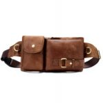 Sacoche banane cuir grainé vintage - Marron