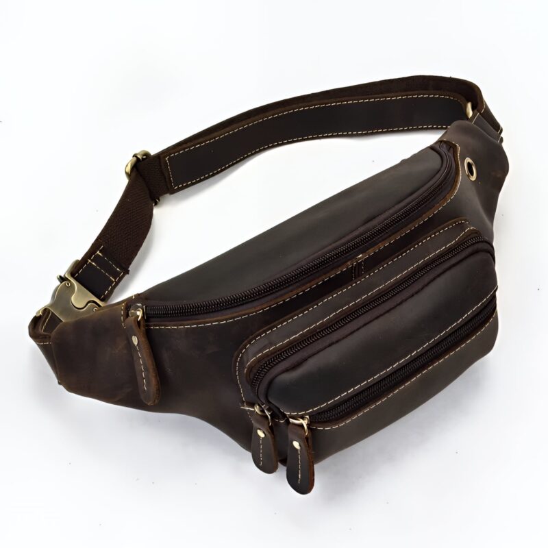 Sacoche banane cuir homme bandoulière ajustable