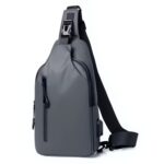 Sacoche bandoulière homme imperméable avec port USB - Gris