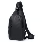 Sacoche bandoulière homme imperméable avec port USB - Noir