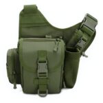 Sacoche bandoulière tactique militaire multipoches, tissu Oxford résistant - Vert militaire