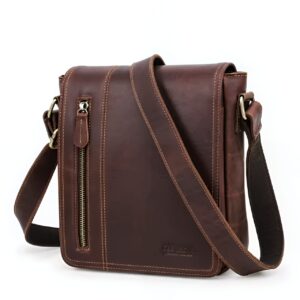Sacoche homme cuir marron à rabat avec surpiqûres