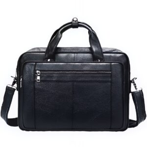 Sacoche homme cuir grainé pour ordinateur portable avec double poignée