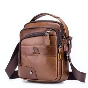Sacoche homme en cuir à triple compartiment et double portage