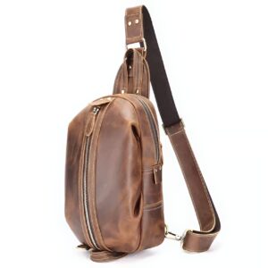 Sac holster en cuir de vachette patiné avec surpiqûres