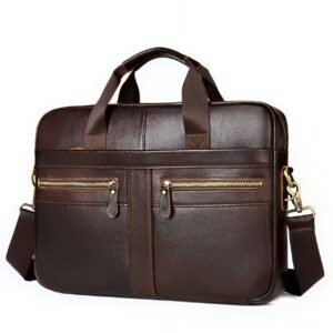 Sacoche en cuir avec attache valise et multiples rangements