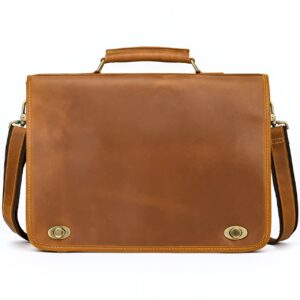 Serviette en cuir pleine fleur à rabat pour ordinateur portable 15"