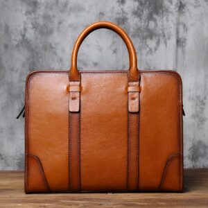 Sacoche homme en cuir de vachette aux surpiqûres sellier pour laptop