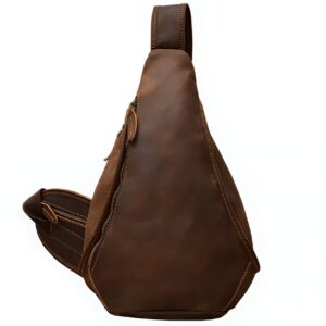 Sac holster en cuir marron avec surpiqûres