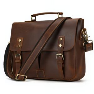 Sacoche cuir vintage homme, cartable ordinateur professionnel avec rangements