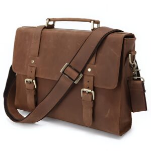 Sacoche cuir vintage homme, porte-documents bandoulière style cartable rétro
