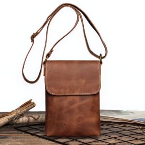 Sacoche bandoulière en cuir pour téléphone portable
