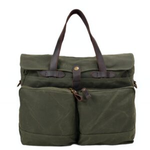 Sacoche porte-documents homme canvas ciré et cuir, multipoches voyage et bureau