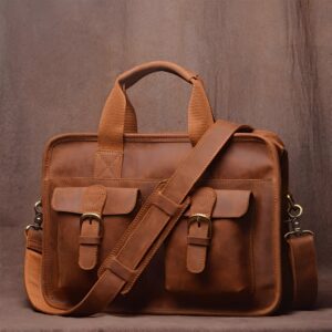 Sacoche homme cuir véritable vintage, porte-documents professionnel avec protection ordinateur
