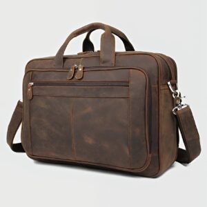 Sacoche cuir pleine fleur homme, porte-documents professionnel avec attache valise