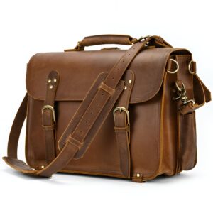 Cartable cuir vintage convertible sac à dos, besace ordinateur professionnelle
